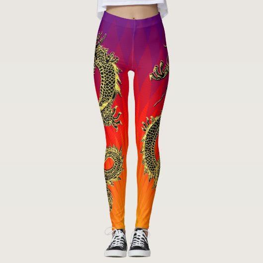 Leggings Flammes Black Gold Dragons Gradient (Devant)