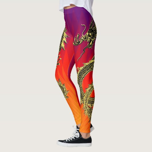 Leggings Flammes Black Gold Dragons Gradient (Gauche)