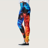 Leggings Flammes bleues et rouges, motif électrique et (Gauche)