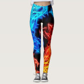 Leggings Flammes bleues et rouges, motif électrique et (Devant)