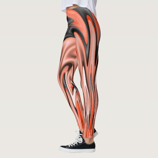 Leggings Flammes dansantes orange noires et blanches (Gauche)