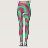 Leggings Flammes Danseuses Roses et Vertes (Devant)