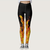 Leggings Flammes de feu noir cool (Devant)
