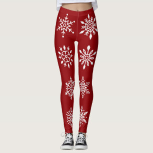 Leggings Flammes De Neige Blanches En Vacances D'Hiver Roug