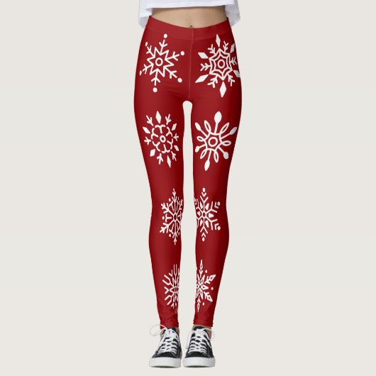 Leggings Flammes De Neige Blanches En Vacances D'Hiver Roug (Devant)