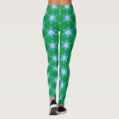 Leggings Flammes de neige bleu vif sur pattes vert vif (Dos)