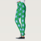 Leggings Flammes de neige bleu vif sur pattes vert vif (Gauche)