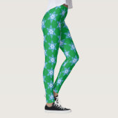 Leggings Flammes de neige bleu vif sur pattes vert vif (Droite)
