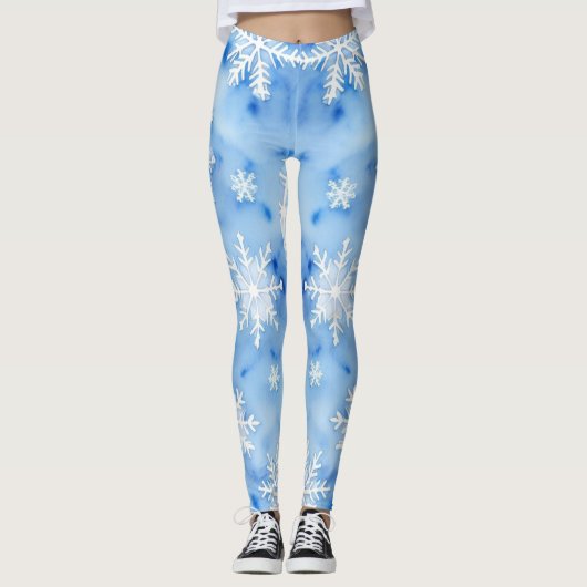 Leggings Flammes de neige bleues d'hiver/Leggings tout-en-i (Devant)