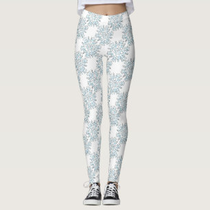 Leggings Flammes de neige de Noël bleu, Motif de Blizzard d