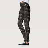 Leggings Flammes de neige de Noël en métal noir et or (Gauche)