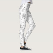 Leggings Flammes de neige en argent sur blanc (Droite)