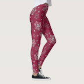 Leggings Flammes de neige en argent sur rouge foncé (Droite)