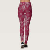 Leggings Flammes de neige en argent sur rouge foncé (Dos)