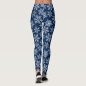 Leggings Flammes de neige sur bleu foncé (Dos)
