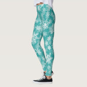 Leggings Flammes de neige turquoise et blanche Vacances hiv (Gauche)