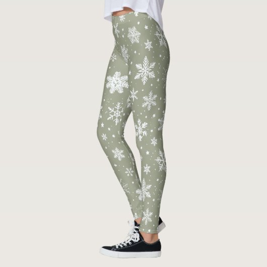 Leggings Flammes de neige vert pâle et blanc (Gauche)