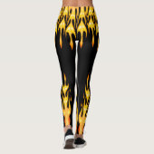 Leggings flammes modernes orange jaune feu noir (Dos)