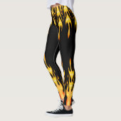 Leggings flammes modernes orange jaune feu noir (Gauche)