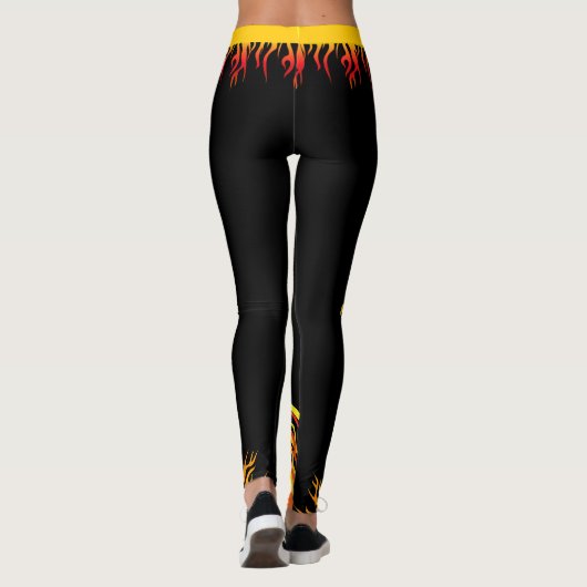Leggings Flammes motivationnelles avec nom dans Script on B (Dos)
