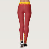 Leggings Flammes motivationnelles avec nom JAUNE Script sur (Dos)