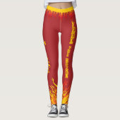 Leggings Flammes motivationnelles avec nom JAUNE Script sur (Devant)