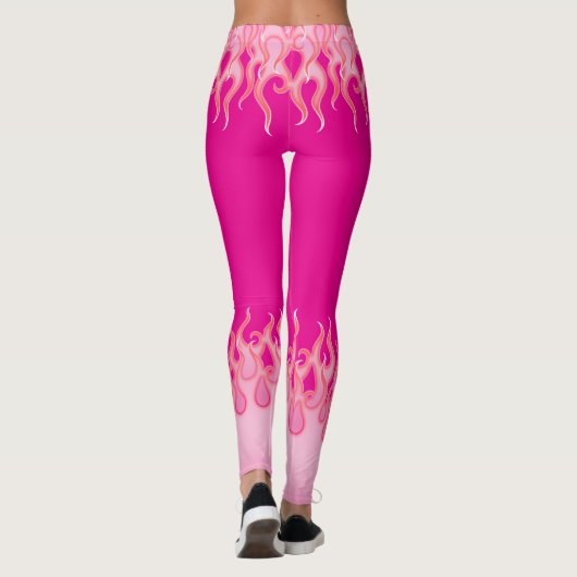 Leggings Flammes roses, flammes de course, feu, chaud, cann (Dos)