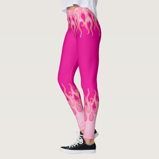 Leggings Flammes roses, flammes de course, feu, chaud, cann (Gauche)