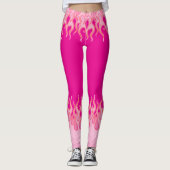 Leggings Flammes roses, flammes de course, feu, chaud, cann (Devant)
