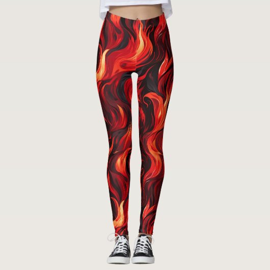Leggings Flammes rouge et jaune vif de la passion (Devant)