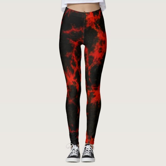 Leggings Flammes rouges et noires de l'énergie (Devant)