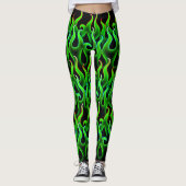 Leggings Flammes vert de cuisine feu Halloween (Devant)