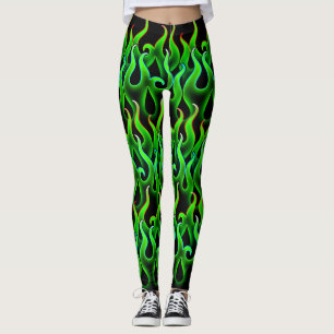 Leggings Flammes vert de cuisine feu Halloween