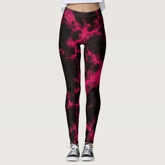 Leggings Flammes vives rose et noire (Devant)