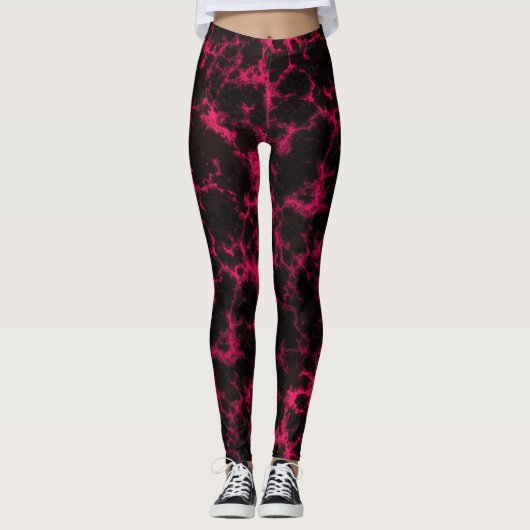Leggings Flammes vives tachetées rose et noir (Devant)