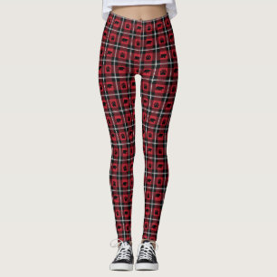 Leggings Flanelle noire et blanche rouge de patte d'ours de