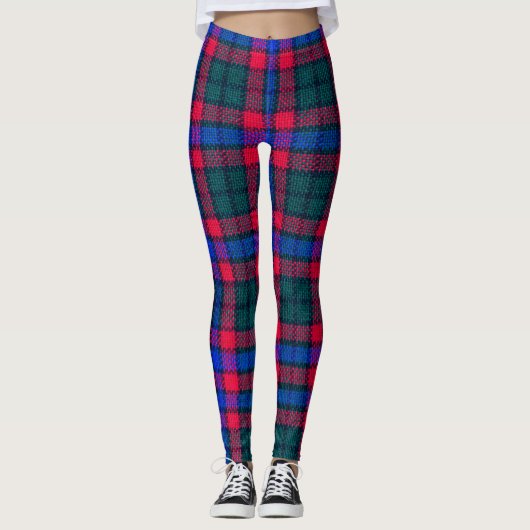 Leggings Flannel Jambes femmes en bleu rouge vert (Devant)
