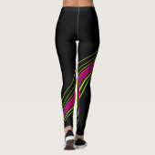 Leggings Fléchage simple en vert citron, rose chaud et noir (Dos)