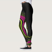 Leggings Fléchage simple en vert citron, rose chaud et noir (Gauche)