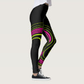 Leggings Fléchage simple en vert citron, rose chaud et noir (Droite)