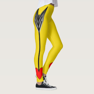 Leggings Flèche de coeur rouge Jambes jaunes