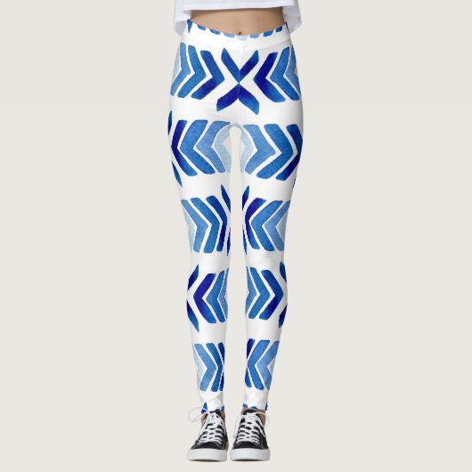 Leggings Flèches bleu Rhombus Motif aquarelle (Devant)