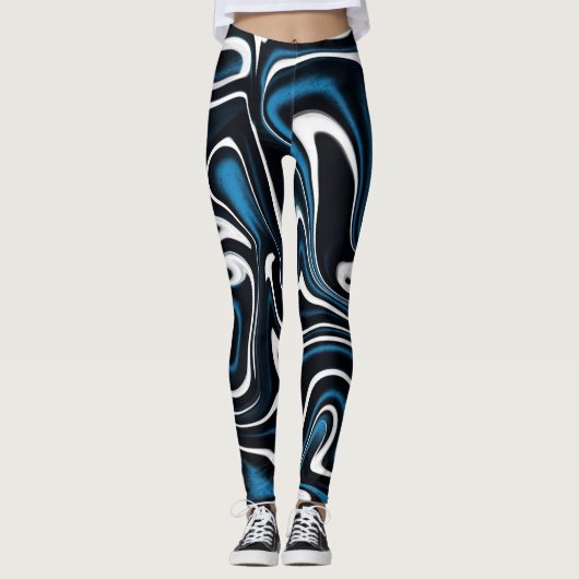 Leggings Flèches bleues, noires et blanches (Devant)