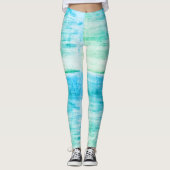 Leggings Flèches d'art bleu et vert (Devant)