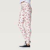 Leggings Flèches de neige blanches et rouges Motif Full (Gauche)