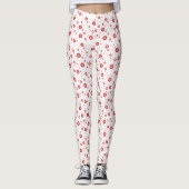 Leggings Flèches de neige blanches et rouges Motif Full (Devant)