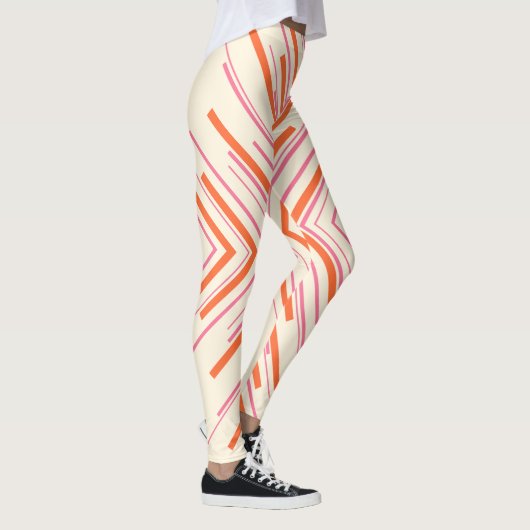 Leggings Flèches en rose, orange et crème (Droite)