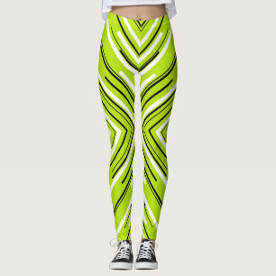 Leggings Flèches en vert citron, noir et blanc