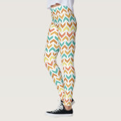 Leggings Flèches rétro Chevron Orange Turquoise or Motif (Gauche)