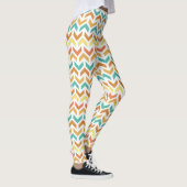 Leggings Flèches rétro Chevron Orange Turquoise or Motif (Droite)